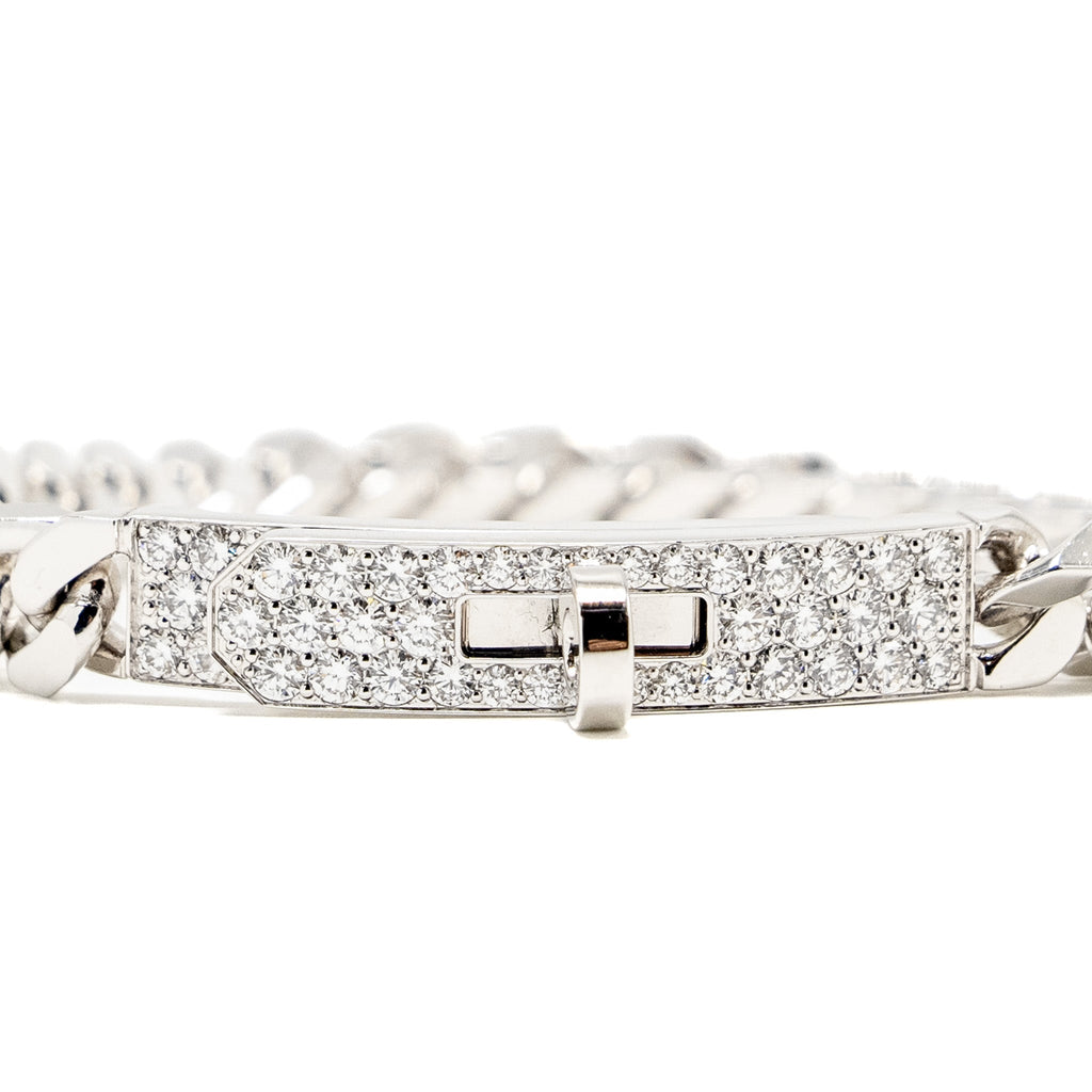 HERMES KELLY GOURMETTE BRACELET WHITE GOLD, DIAMONDS