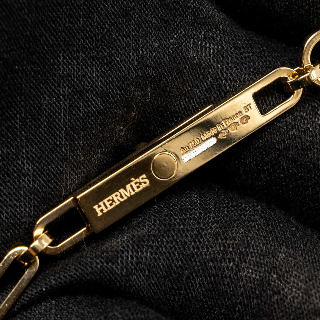 HERMES KELLY CHAINE LARIAT NECKLACE, SMALL MODEL, YELLOW GOLD/ DIAMONDS