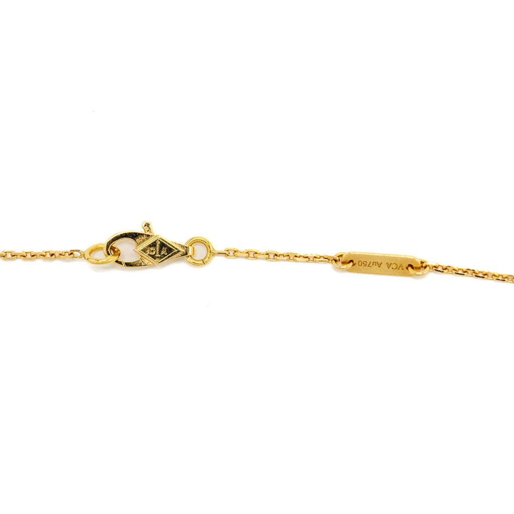 VAN CLEEF & ARPELS SWEET ALHAMBRA BUTTERFLY PENDANT YELLOW GOLD WHITE MOTHER OF PEARL