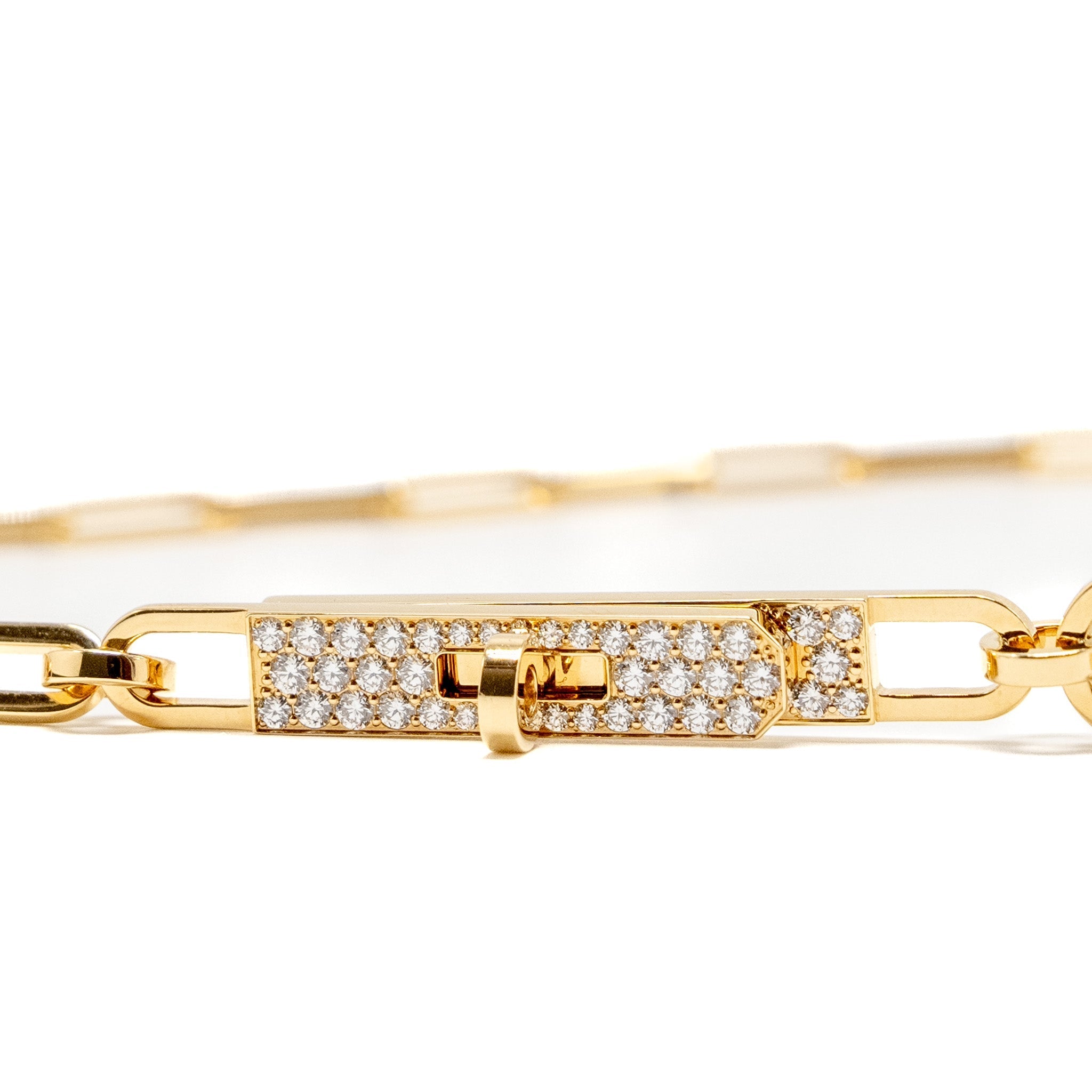 HERMES KELLY CHAINE LARIAT NECKLACE, SMALL MODEL, YELLOW GOLD/ DIAMONDS
