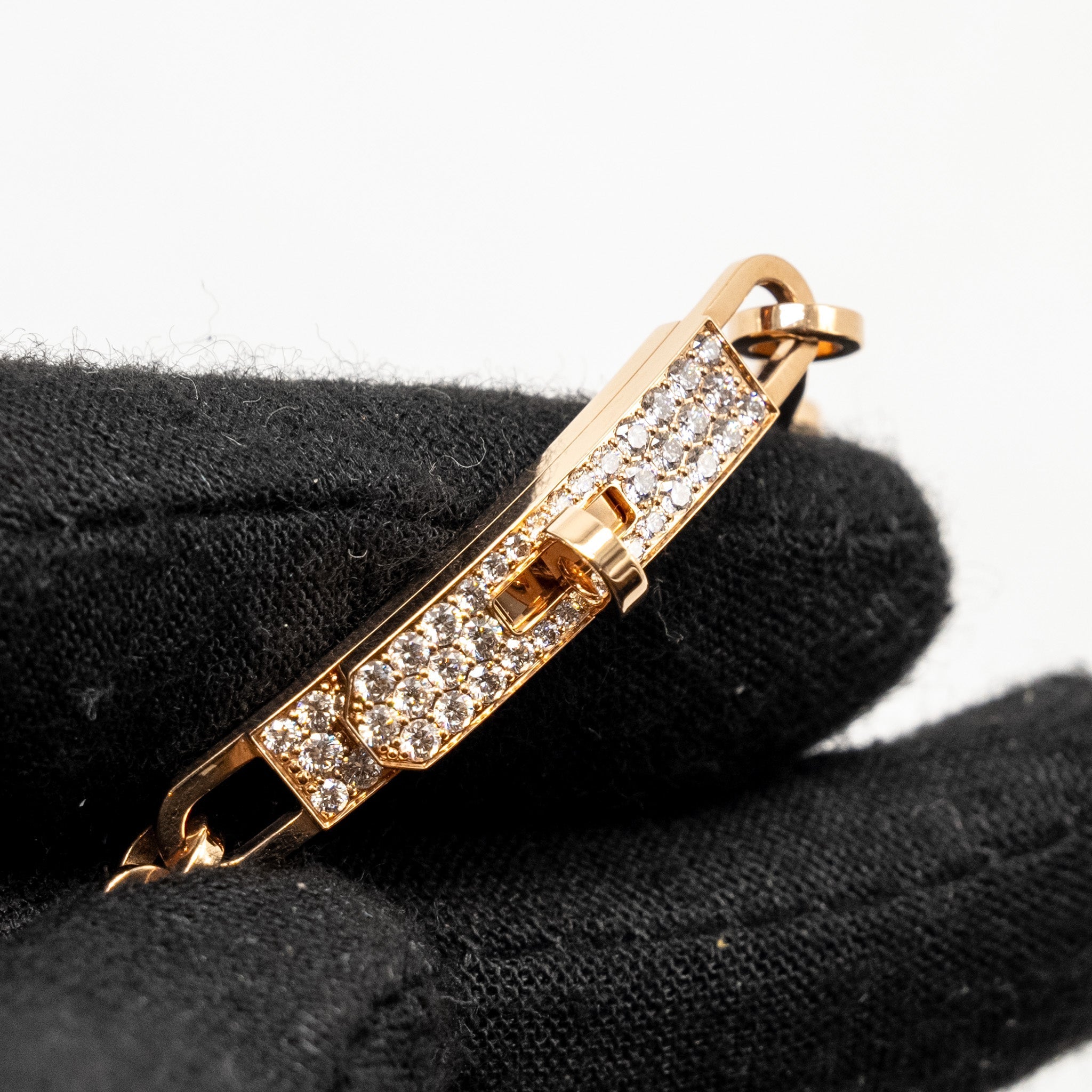 HERMES KELLY CHAIN CHOCKER/DOUBLE BRACELET ROSE GOLD, DIAMONDS