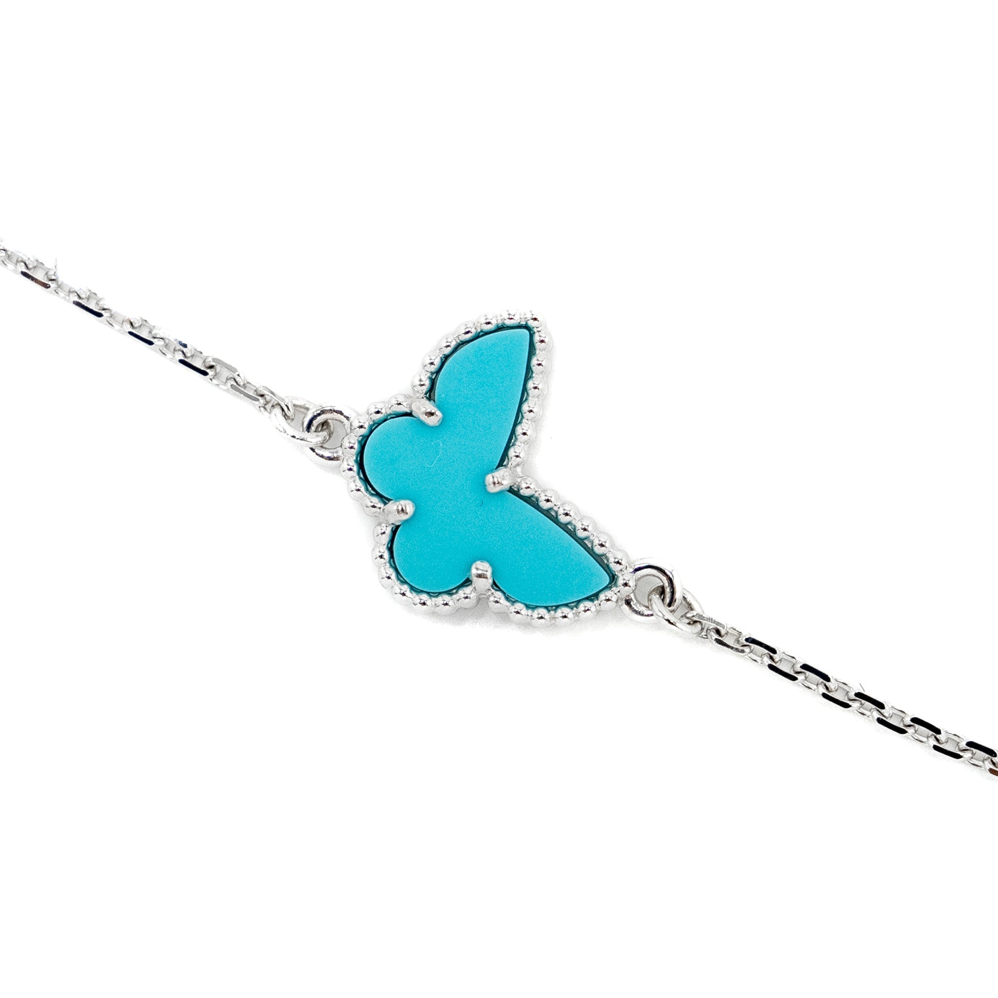 VAN CLEEF & ARPELS SWEET ALHAMBRA BUTTERFLY BRACELET WHITE GOLD, TURQUOISE