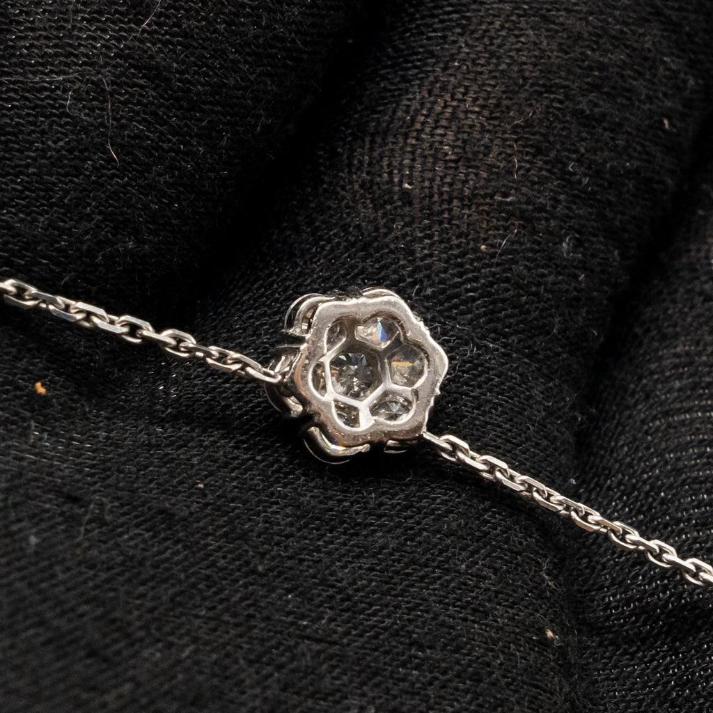 VAN CLEEF & ARPELS FLEURETTE 5-FLOWER NECKLACE LARGE MODEL WHITE GOLD DIAMONDS
