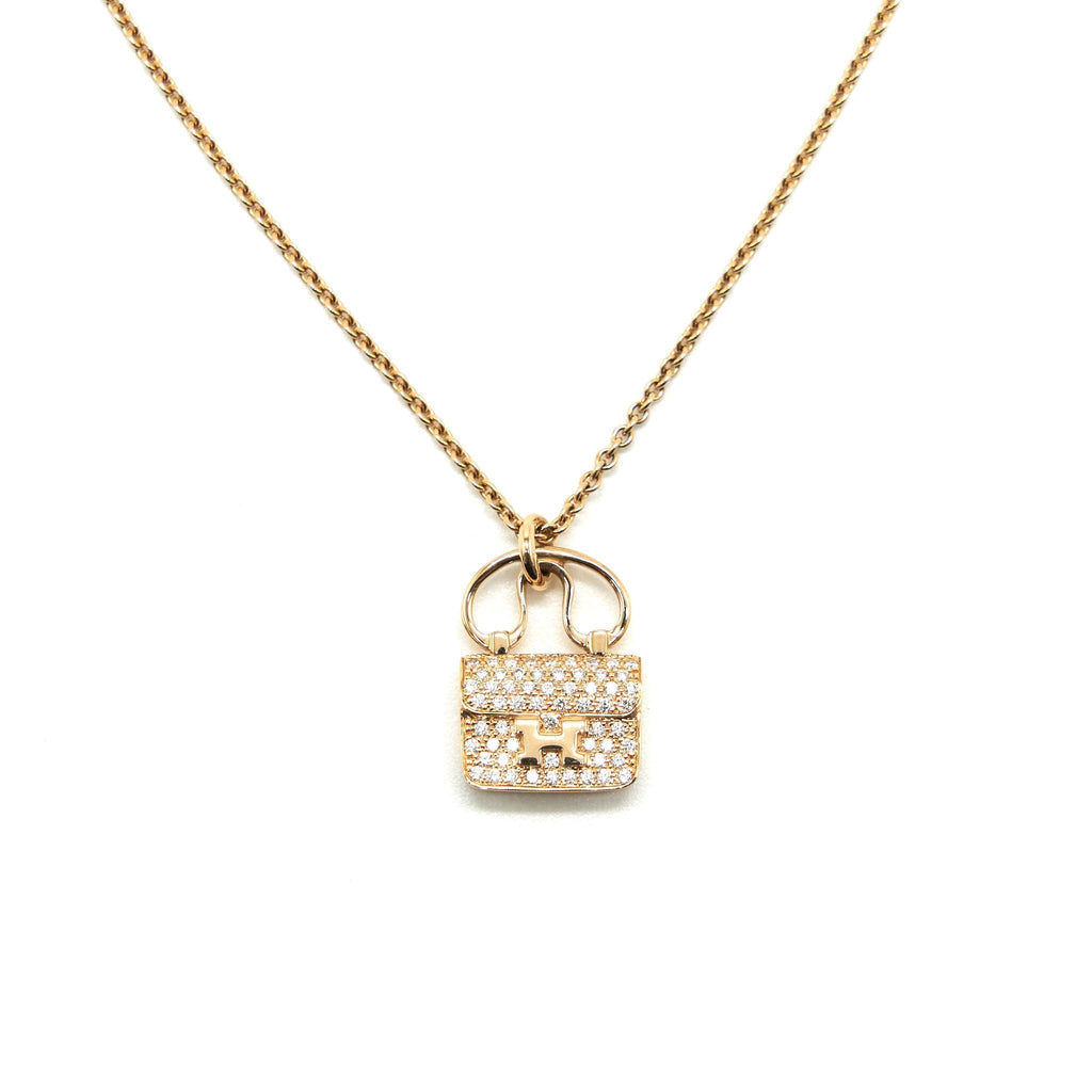 HERMES CONSTANCE AMULETTE NECKLACE ROSEGOLD