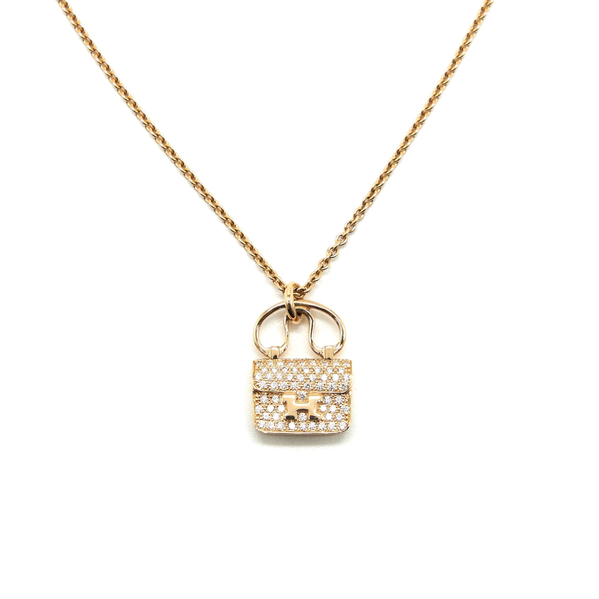 HERMES CONSTANCE AMULETTE NECKLACE ROSEGOLD