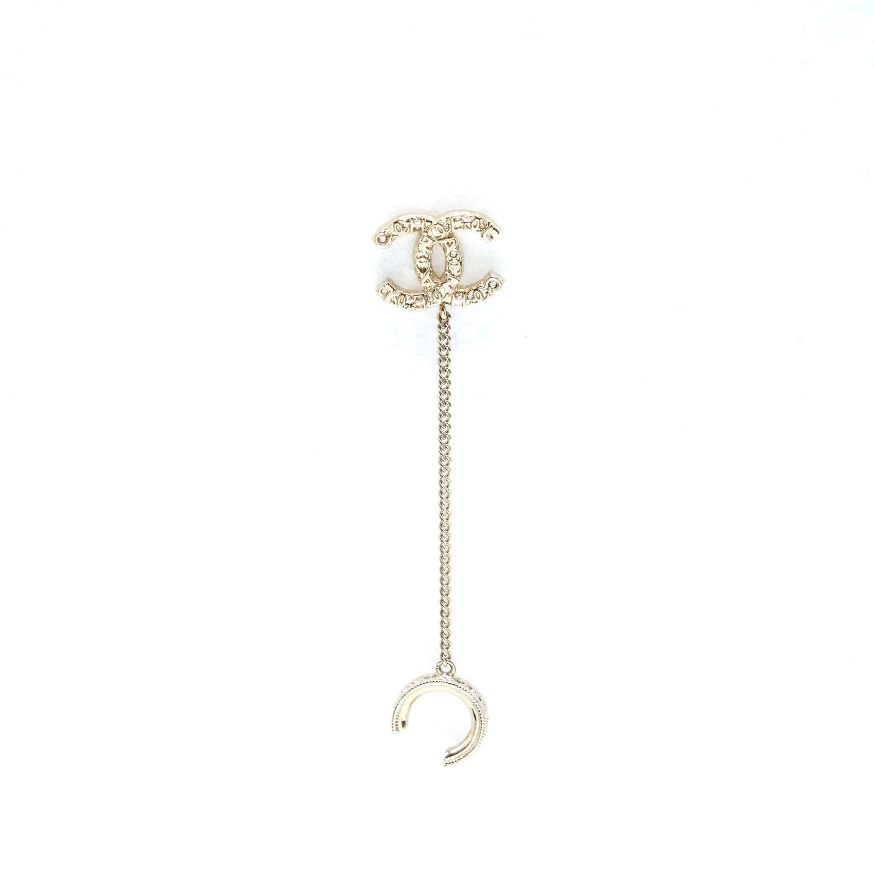 CHANEL ONE SIDE CC LOGO DROPPING EARRING