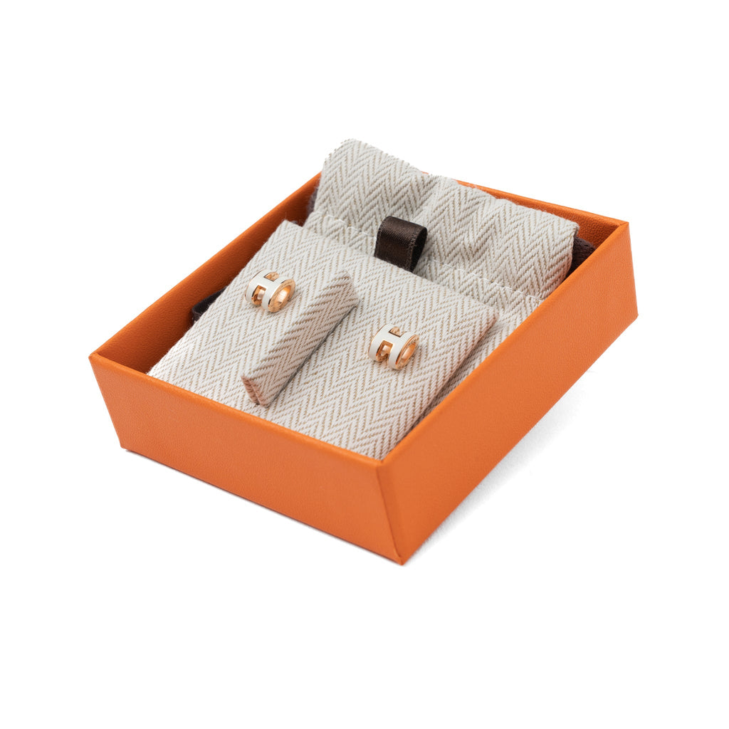 HERMES MINI POP H EARRINGS WHITE RGHW