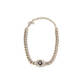 CHANEL SQUARE STUD WITH CRYSTAL CC LOGO CHOKER LGHW